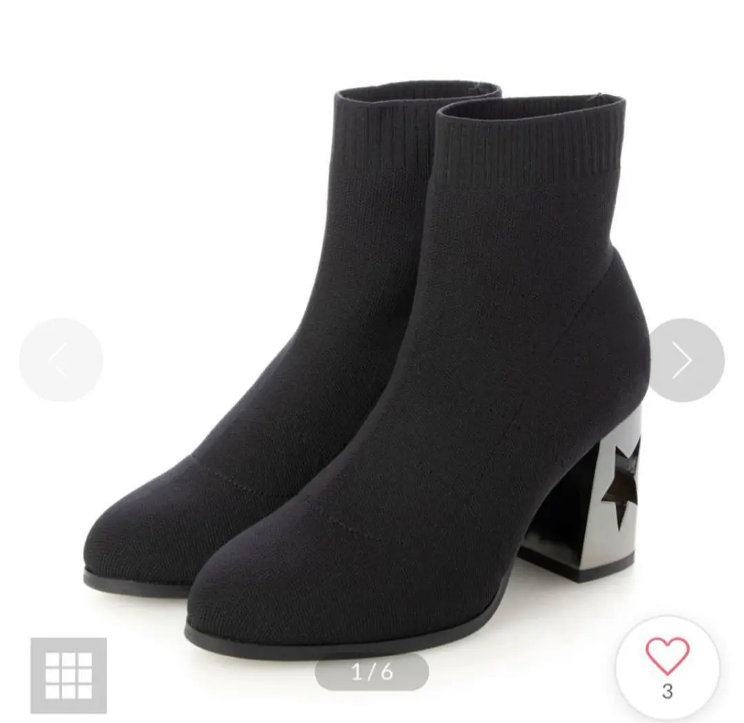 黒 ニット 星型ヒール ブーティ
