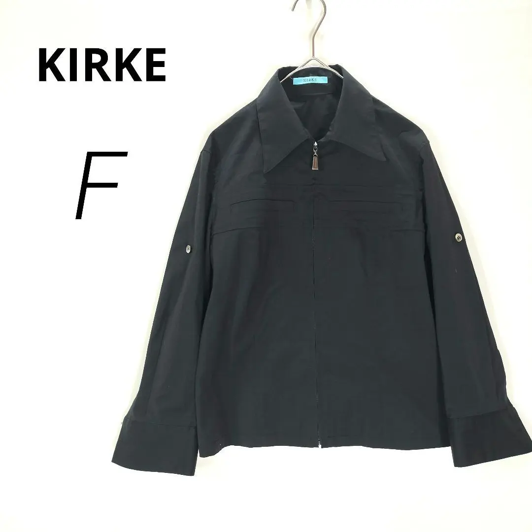 美品✨KIRKE 黒ジップシャツ ジャケット風 長袖 シャツ【F】c11080
