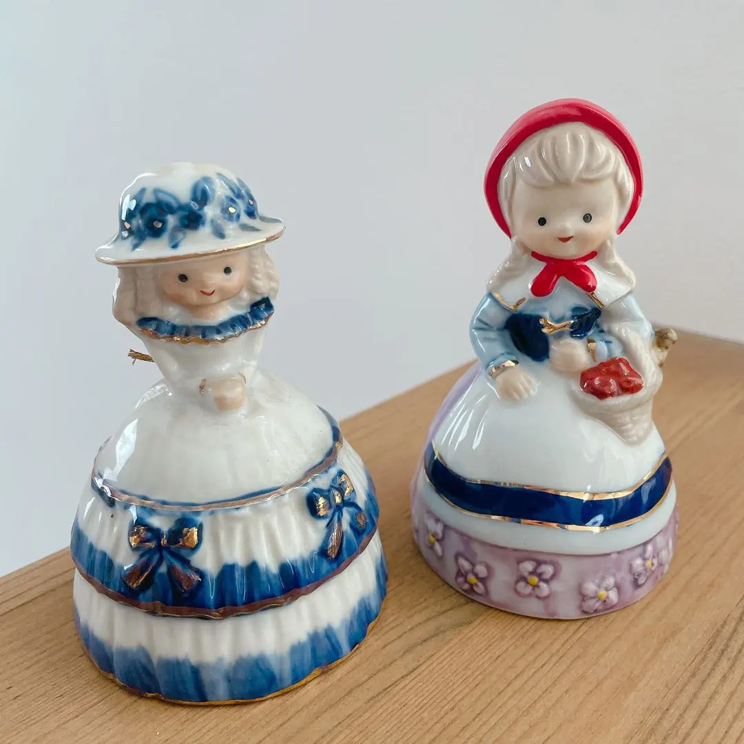 アンティーク 陶器のハンドベル 2点セット