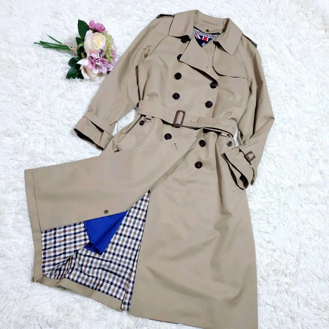 極美品】アクアスキュータム トレンチコートライナー付 チェック  