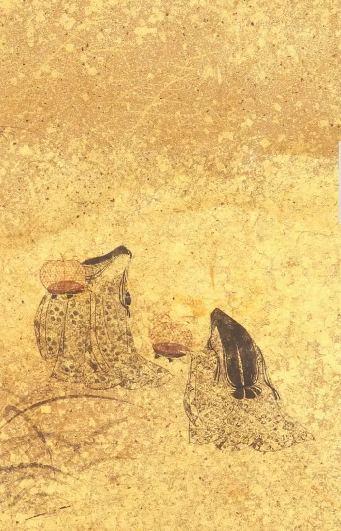 土佐光起 真作　虫狩美人図 　金地 　土佐光学極書き 土佐派再興