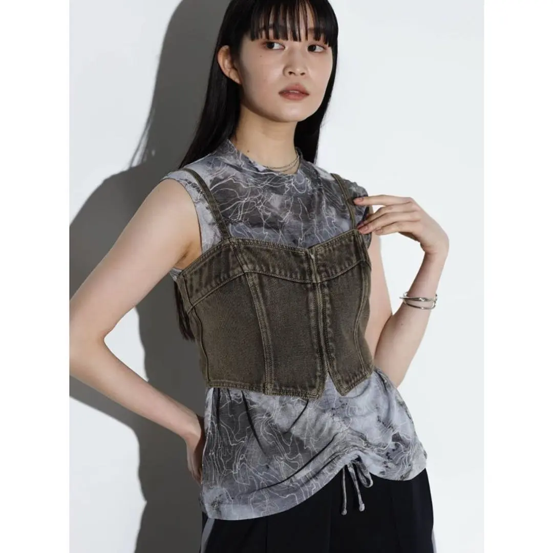 ヤマダヤ　RADIATE（ラディエイト） フロントジップデニムビスチェ （グレー