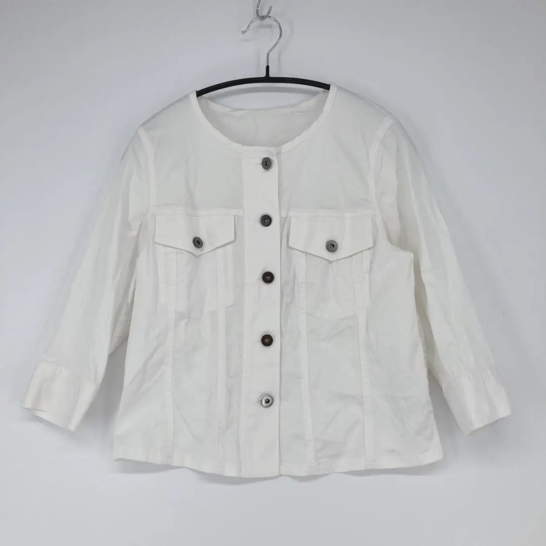 PASSIONE パシオーネ ホワイト ノーカラージャケット 38サイズ