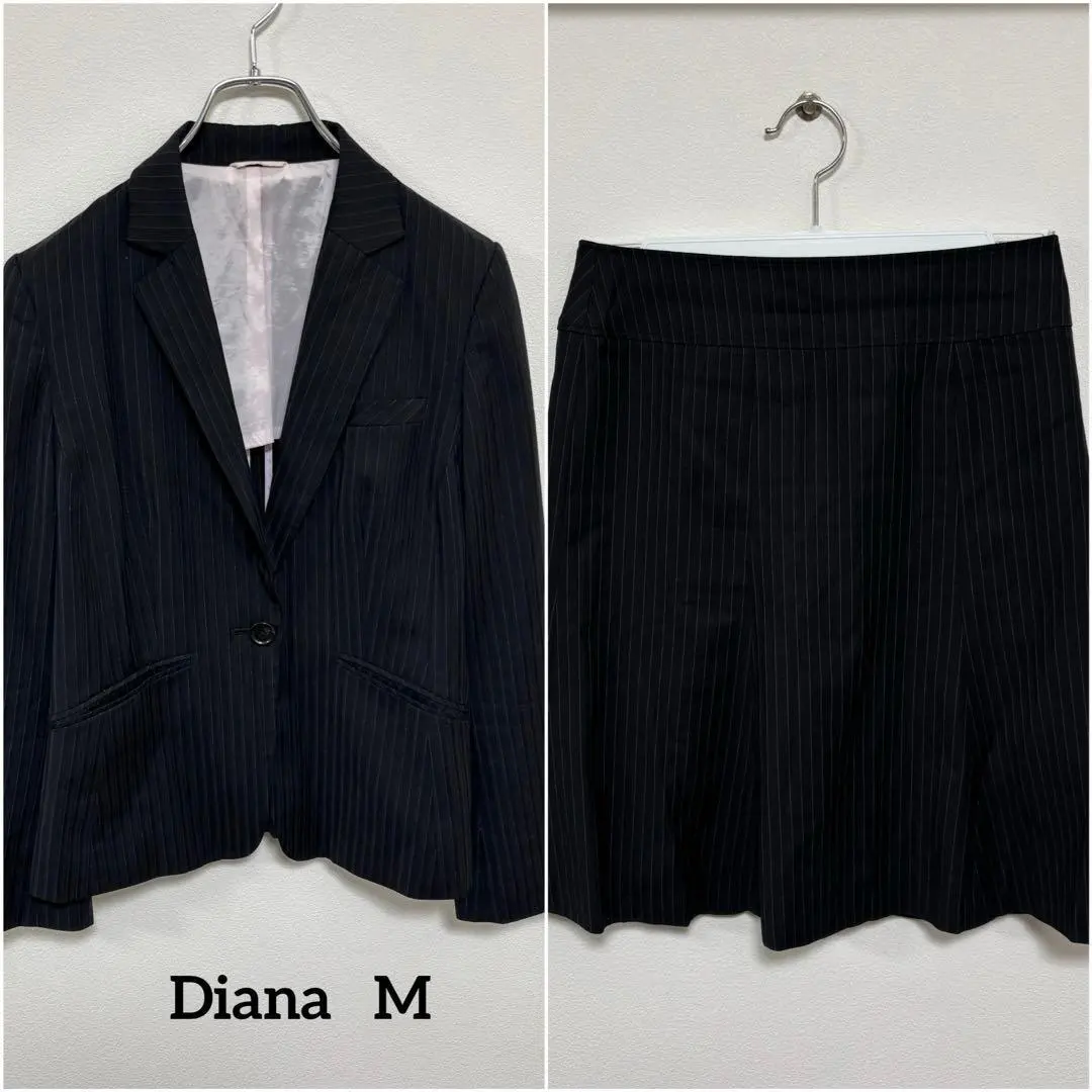 ストライプスカートスーツセット 肩パッドMサイズc962②