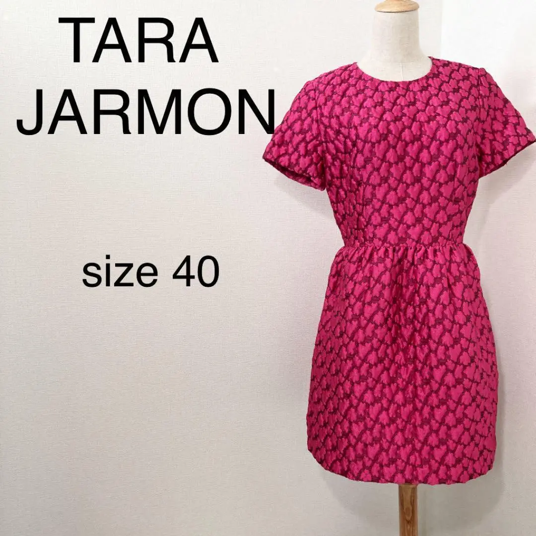 TARA JARMON タラジャーモン ワンピース 半袖 刺繍 ピンク 40