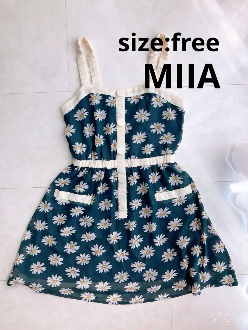 ワンピース 青 花柄 MIIAマーガレット フラワー スカート ミーア かわいい