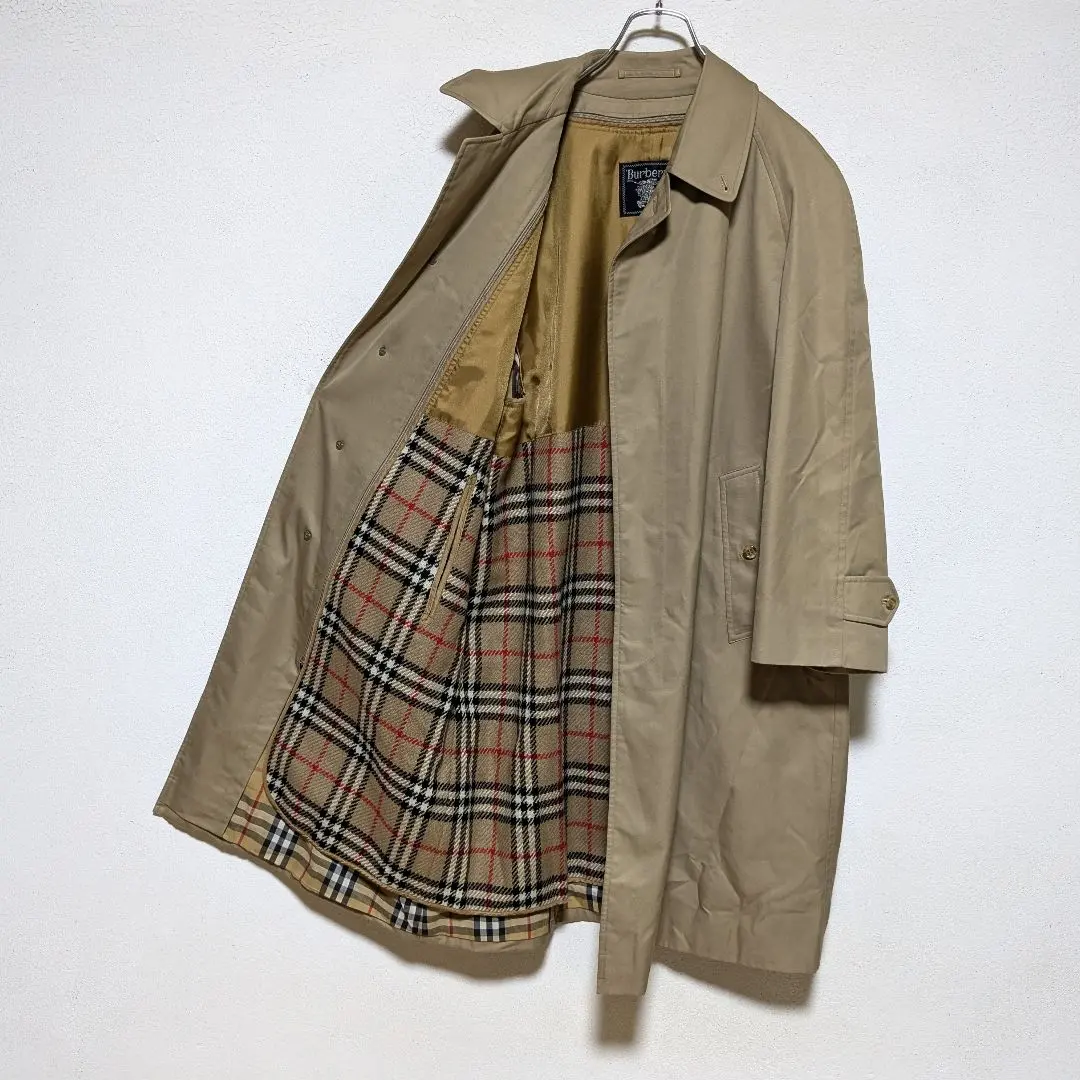 美品 80〜90s バーバリー ステンカラーコート メンズ ライナー ベージュ9