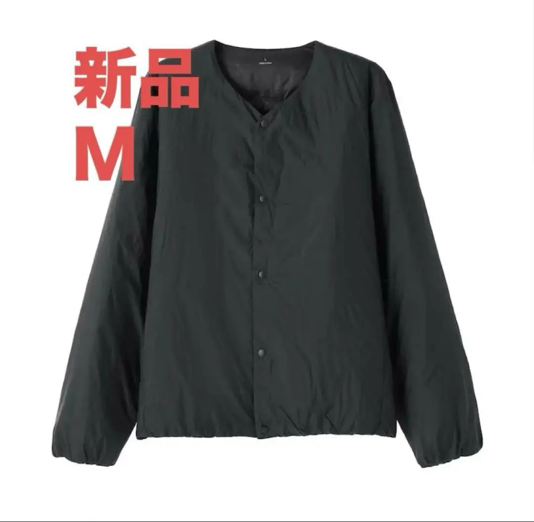 無印良品 軽量ダウンポケッタブルノーカラージャケット 紳士M 黒