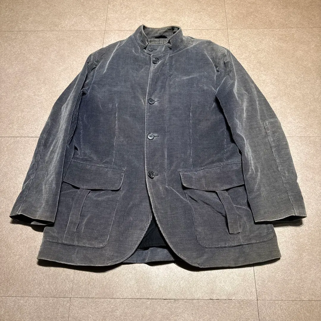 CORNELIANI ノーカラージャケット　コーデュロイ　グレー　イタリア製