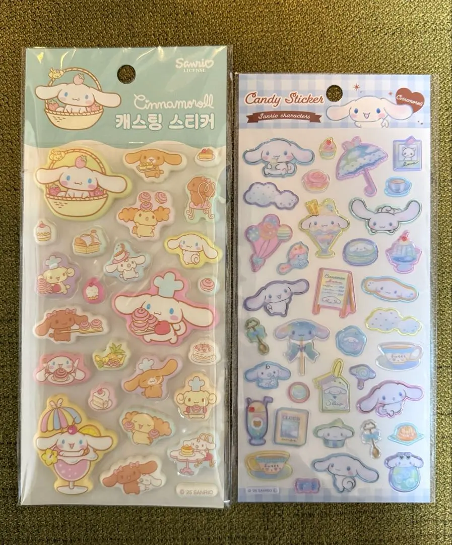 【シナモロール】シール2点セット（キャンディステッカー・韓国マシュマロシール）