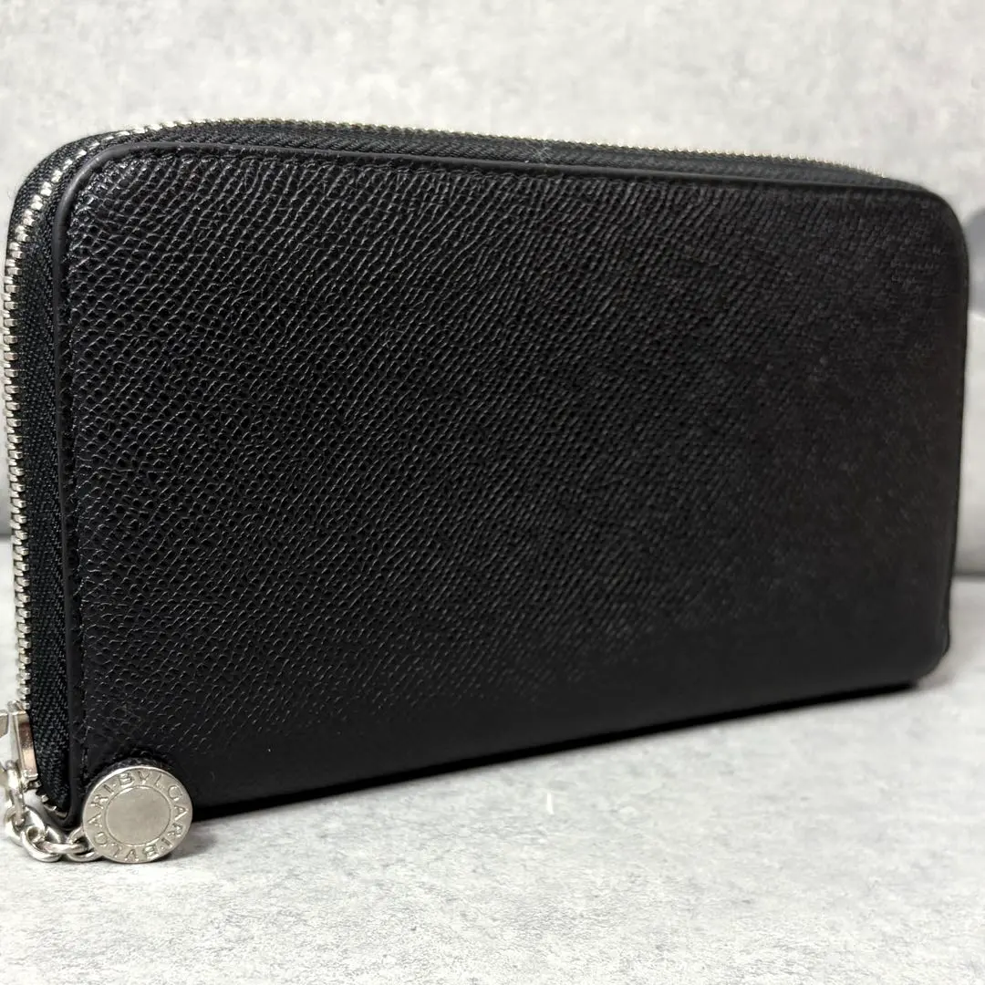 【極美品】ブルガリ 長財布 サークル ラウンドファスナー ブラック