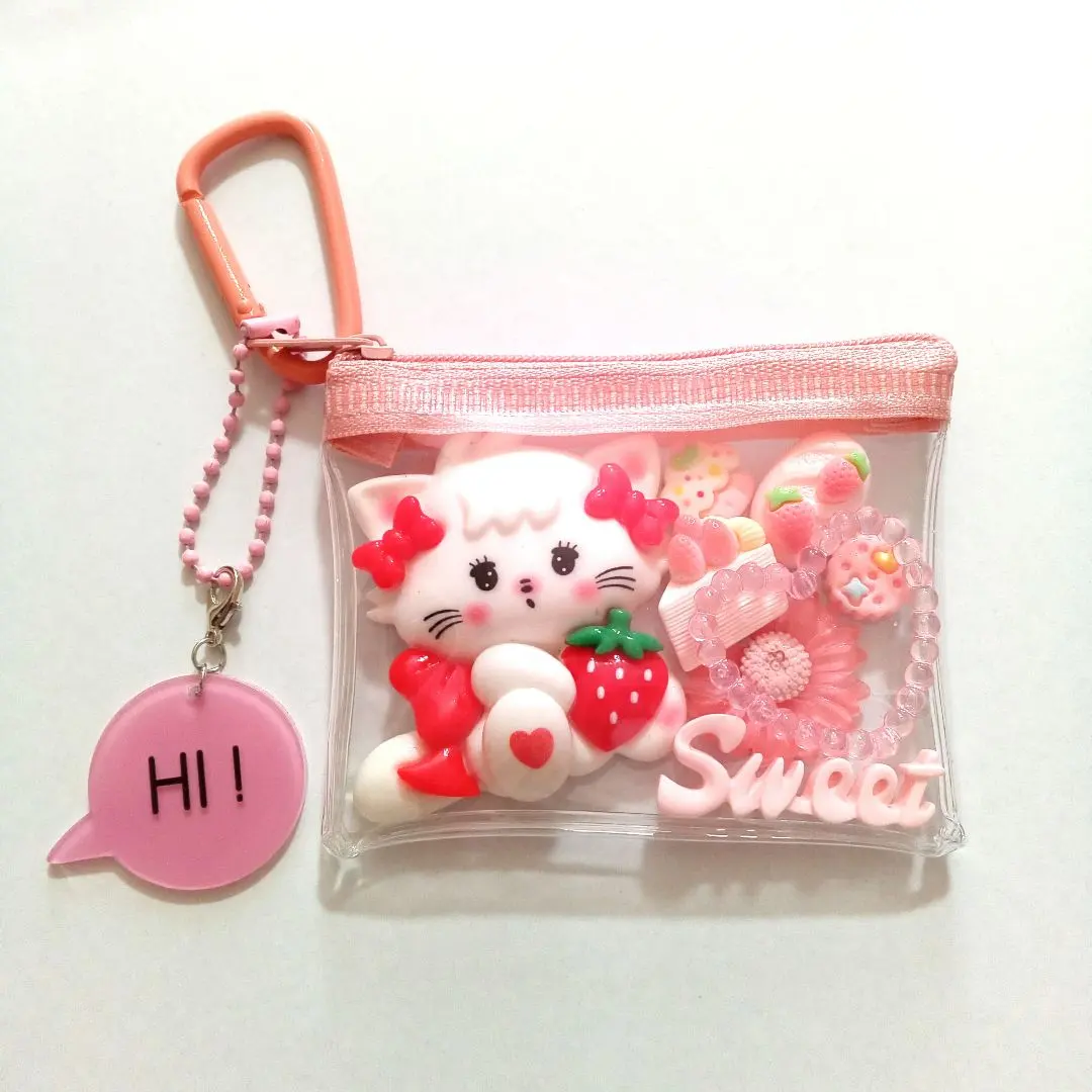 ガチャ詰めポーチ キーホルダー スイーツ ピンク いちご