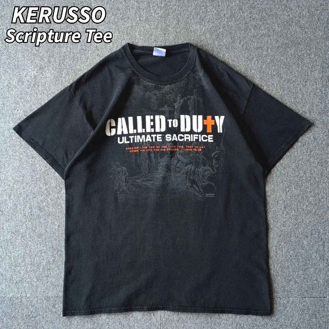 古着 KERUSSO Tシャツ イエス クリスチャン ブラック L 半袖