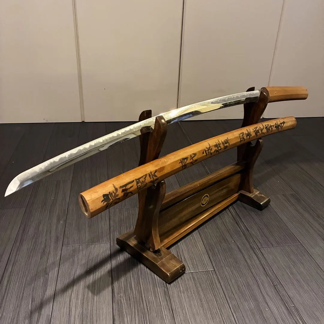 関州　筆字入り　模造刀 白鞘 段平　居合刀 刃文 拵え　太刀