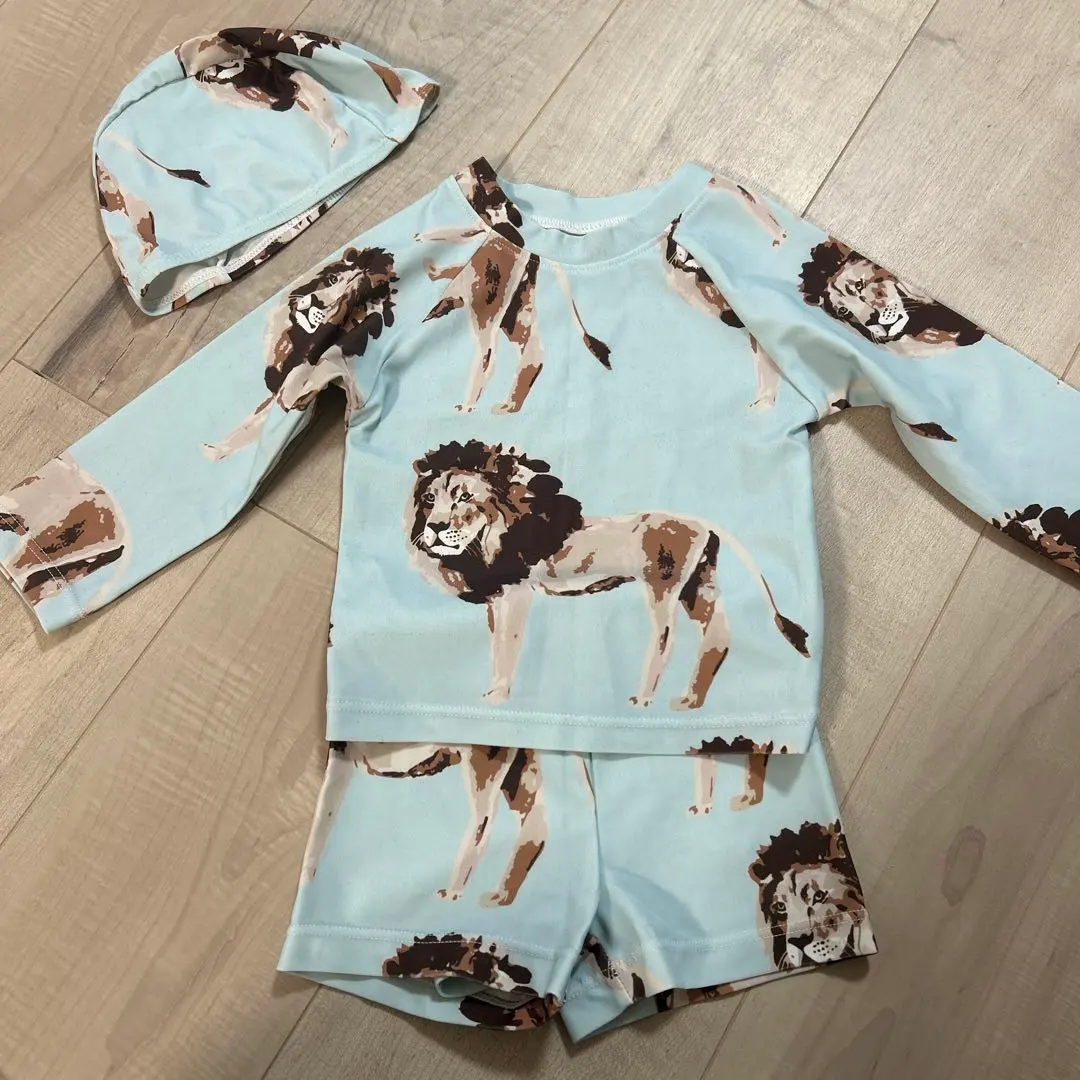 ライオン柄 ベビー水着セット 男の子 80cm
