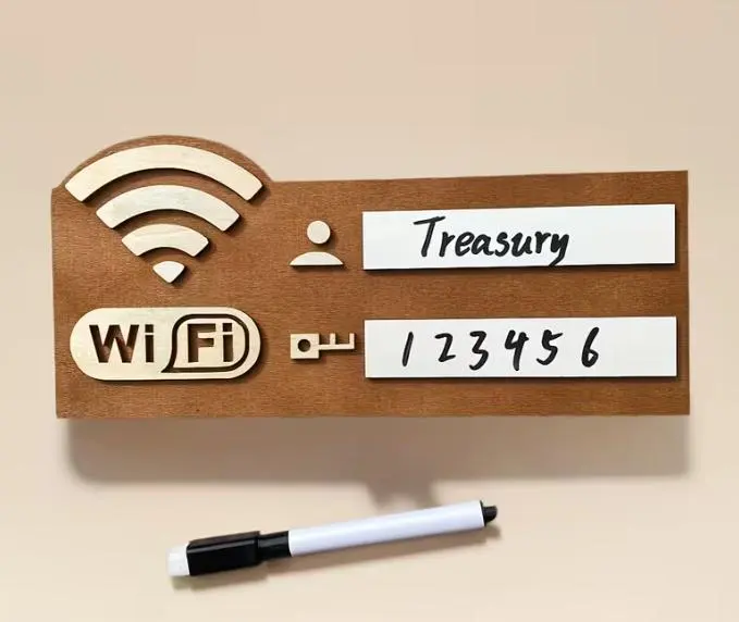 アンティークウッド調 WiFi パスワード表示プレート