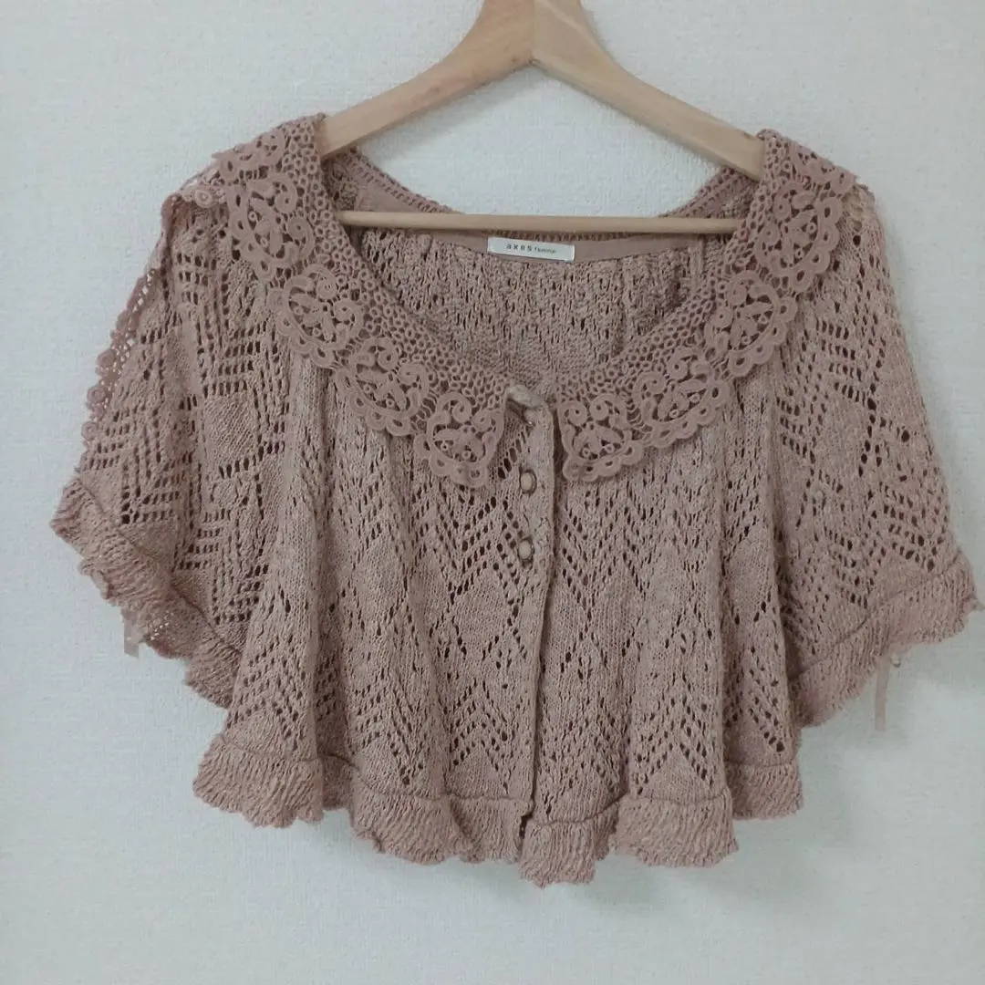 axes femme　透かし編みニット　ボレロ　カーディガン　ポンチョ　Mサイズ