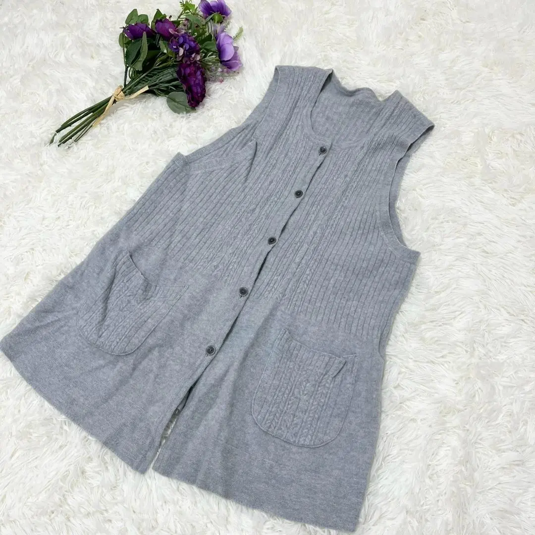 Chamois ニットベスト 日本製 ウール100% リブ編み ナチュラル