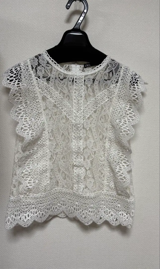 ZARA ホワイト レース ノースリーブ S