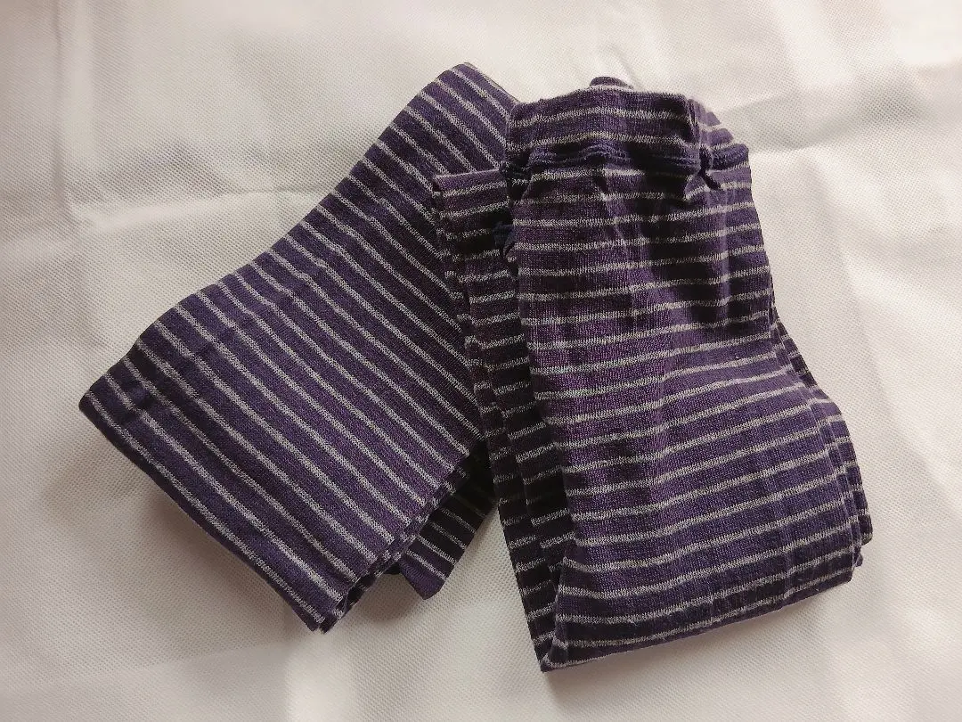 未使用 紫 M～L ボーダー ニット レギンス パープル しましま タイツ
