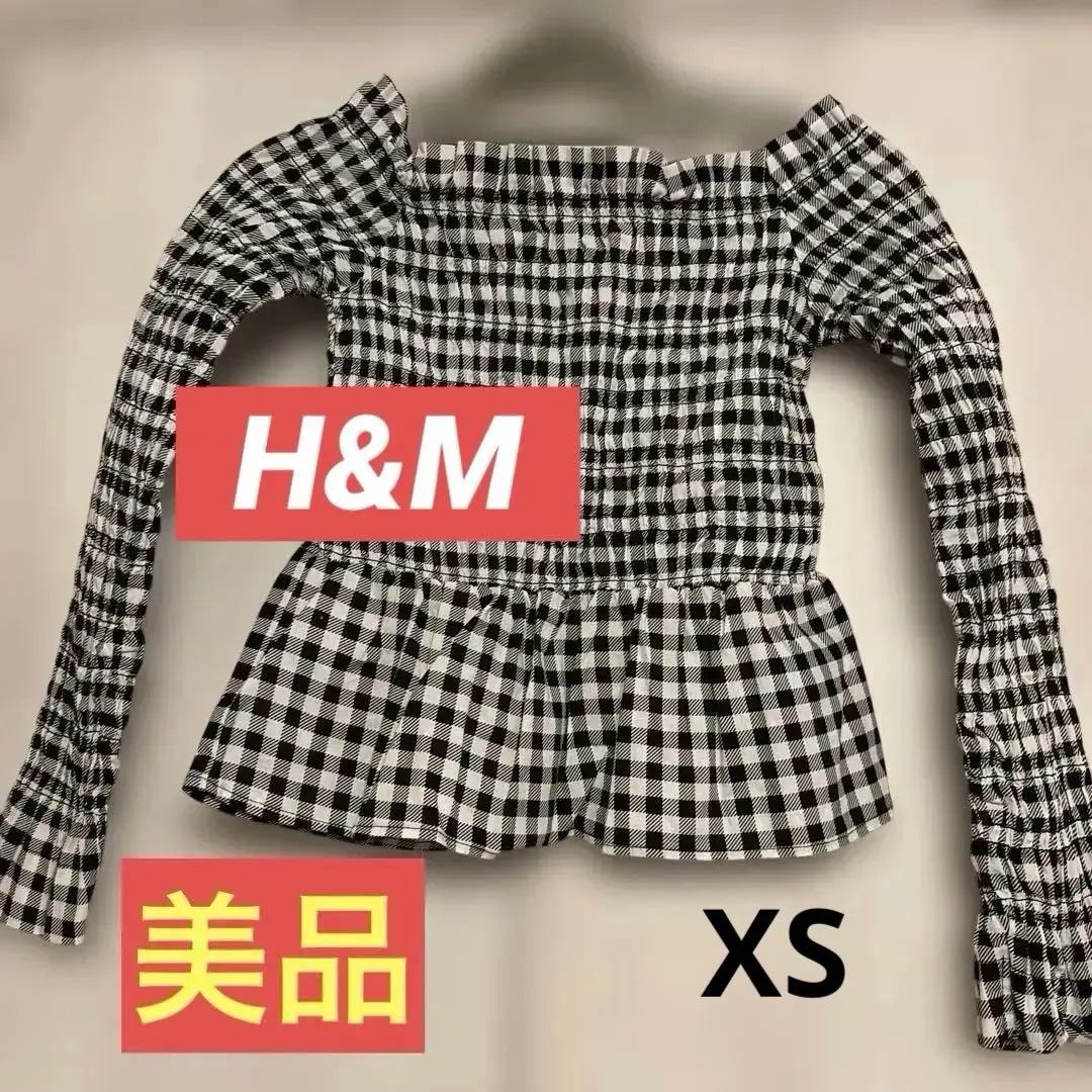 [美品] H&M オフショルダー ギンガムチェック X S サイズ