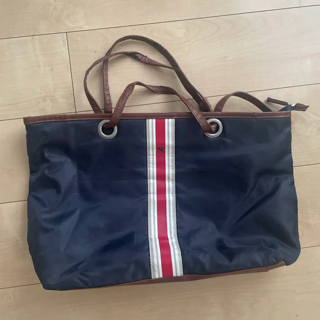 ネイビー ストライプ トートバッグ