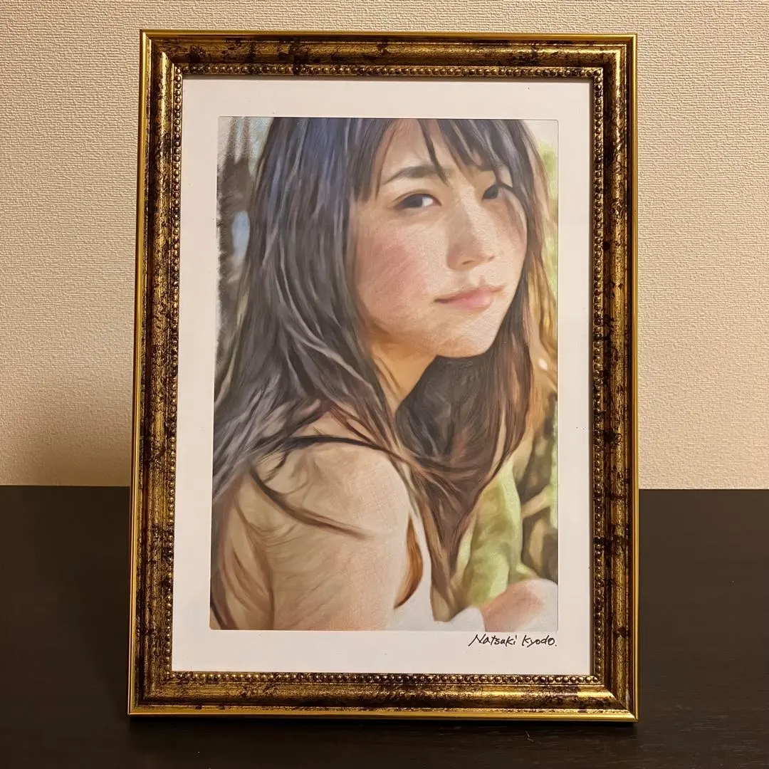 女優画20 額装品　額縁寸法32.7㎝×24.0㎝×1.5㎝　定款付　京藤夏樹