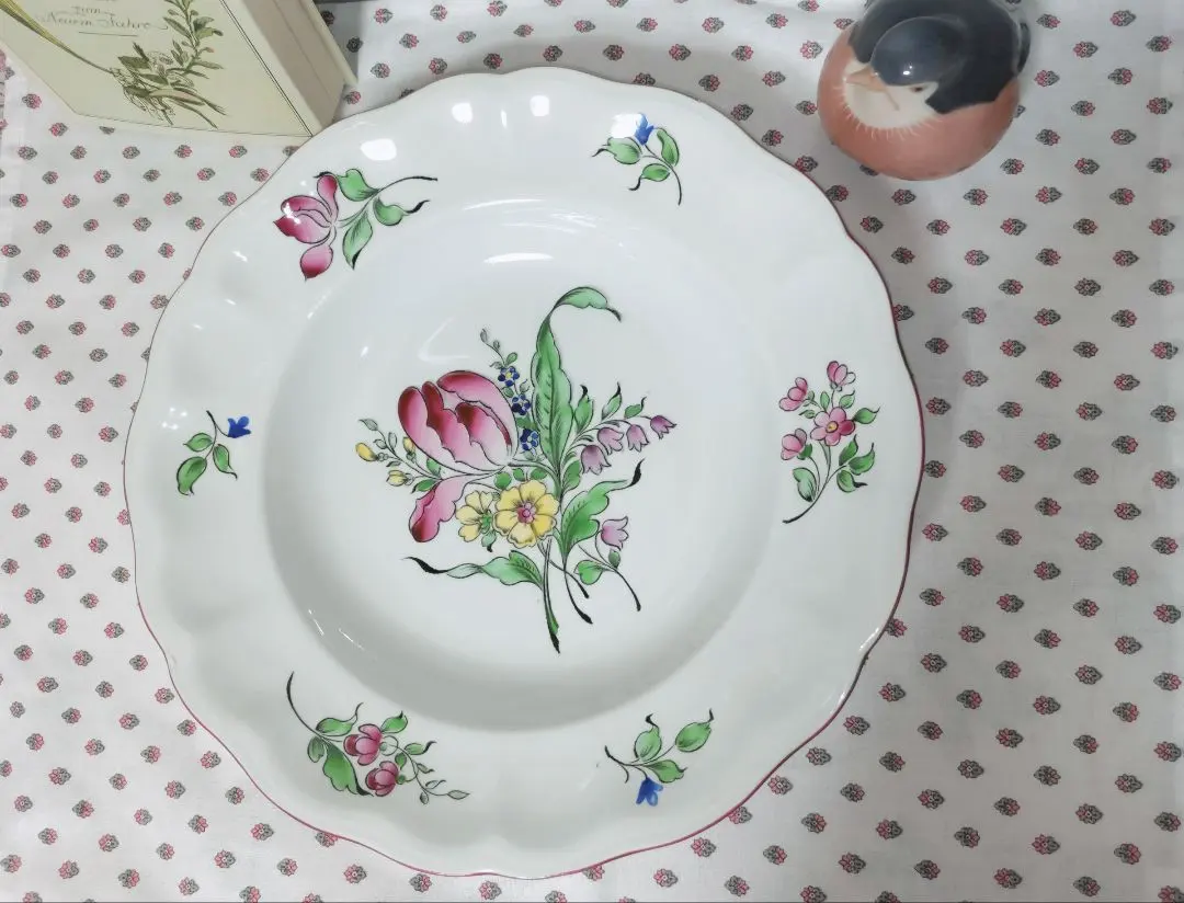 手描きのチューリップの深皿☆リュネヴィル スーププレート ☆アンティーク