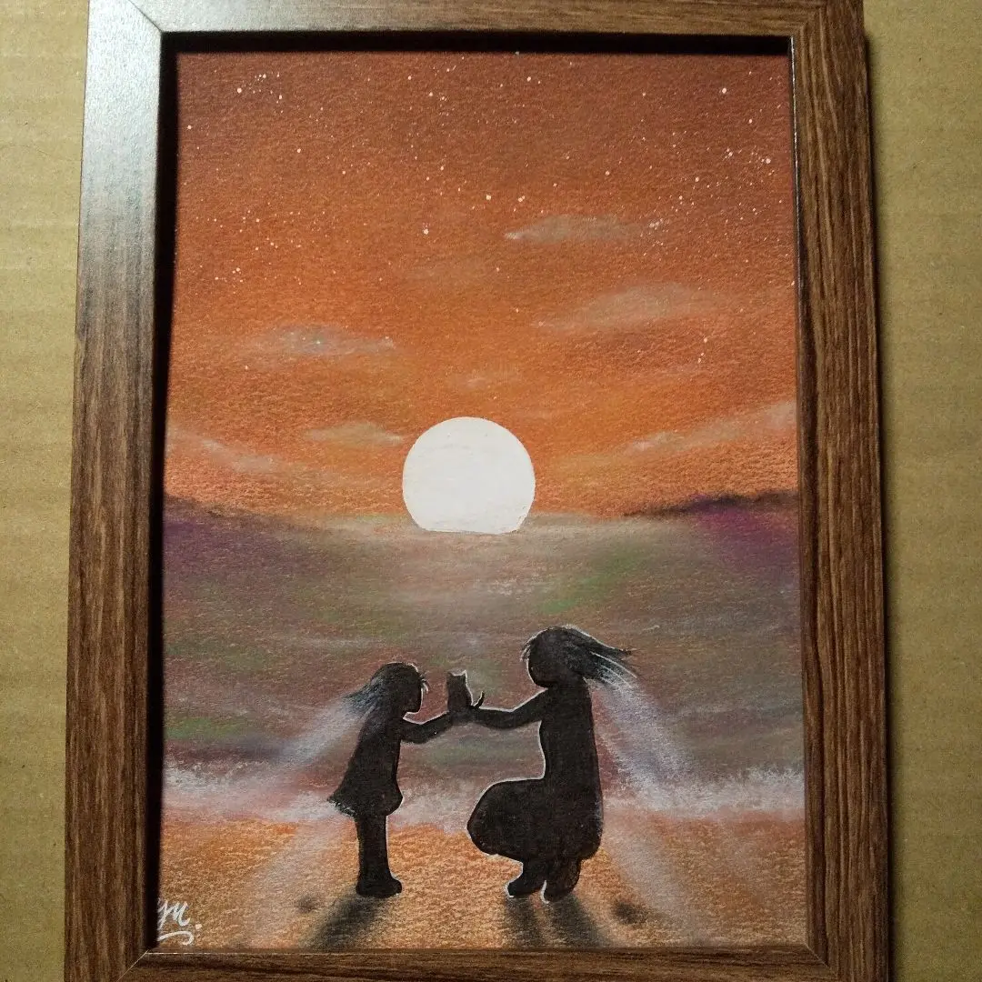 【匿名配送】絵画　「猫の譲渡会」　2Lサイズ額つき