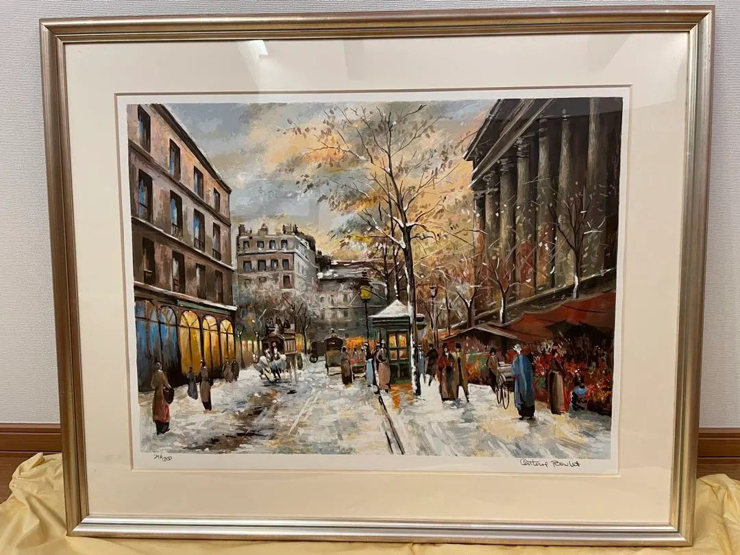 リトグラフ　都市の雪