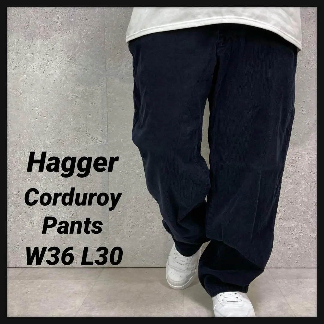 Haggar ハガー　ネイビーコーデュロイパンツ　細畝　古着　W36 L30