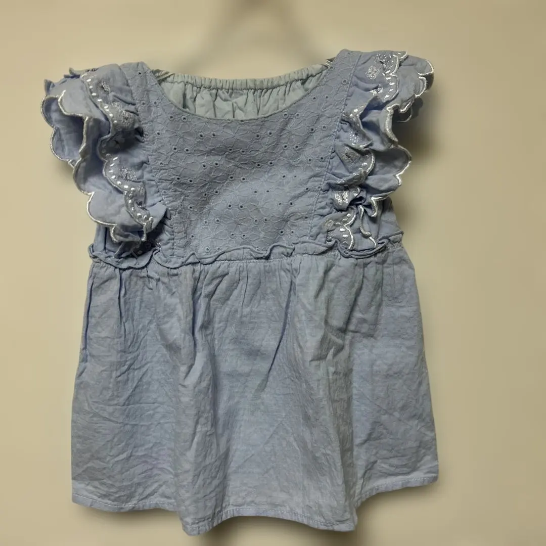 水色 フリル付き トップス サイズ100