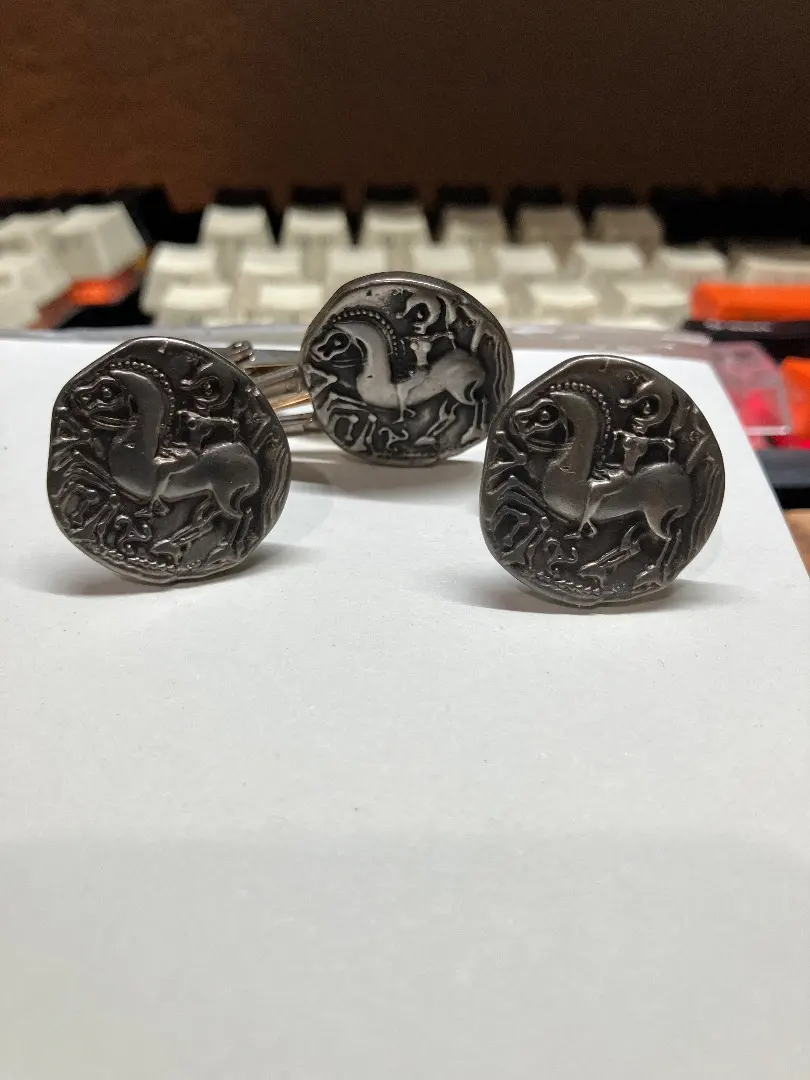 刻印 シルバー 王冠 ケルト風 ネクタイピン カフス