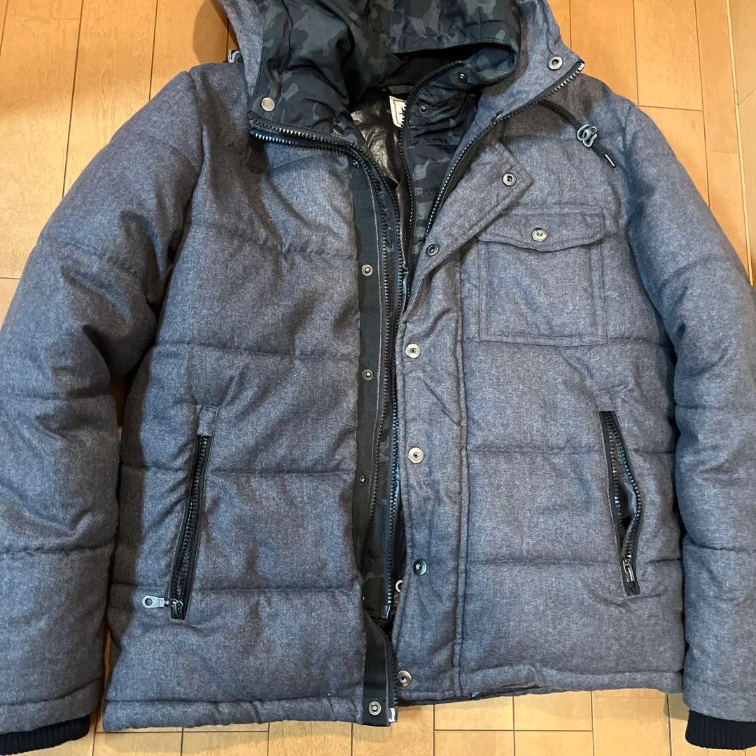 グレー キルティングダウンジャケット