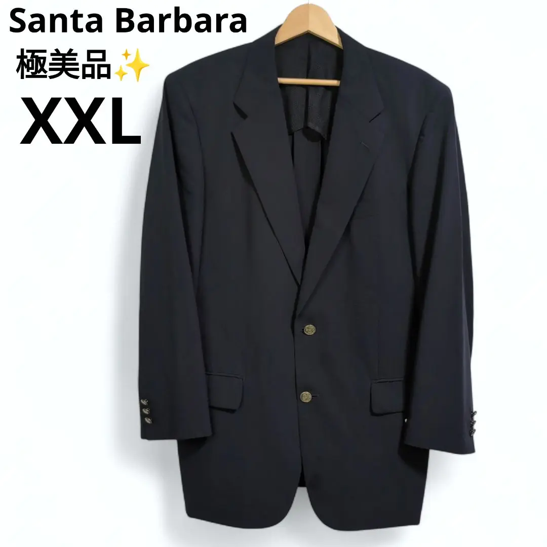 【極美品】サンタバーバラ　紺ブレ　金ボタン　ストレッチ　サマージャケット　XXL