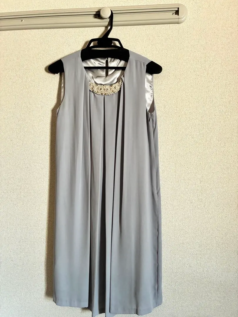 ノースリーブ グレー　ワンピース　結婚式　二次会　お宮参　七五三　オケージョン