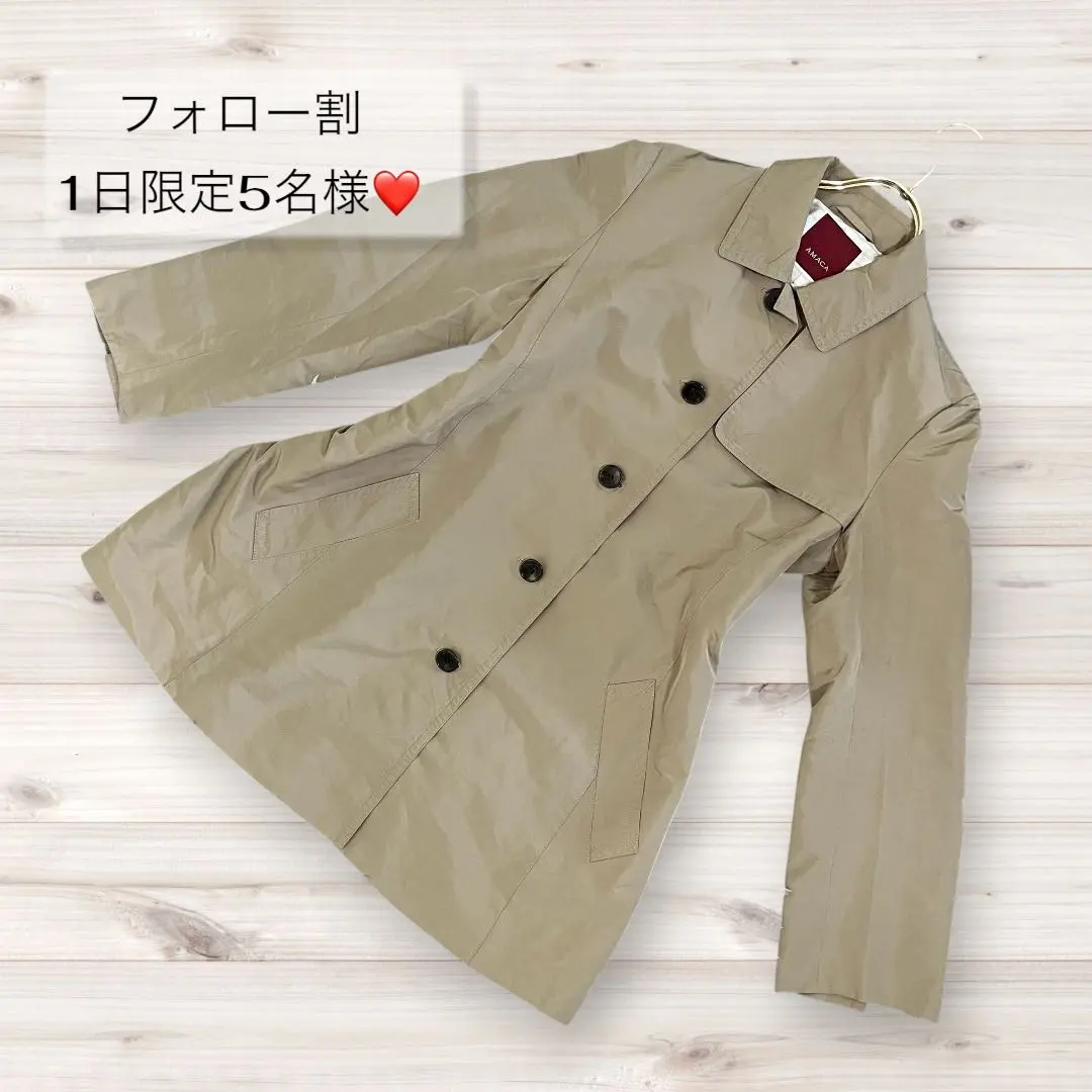 軽量❗️着やすい【AMACA】ベージュトレンチ レディース40