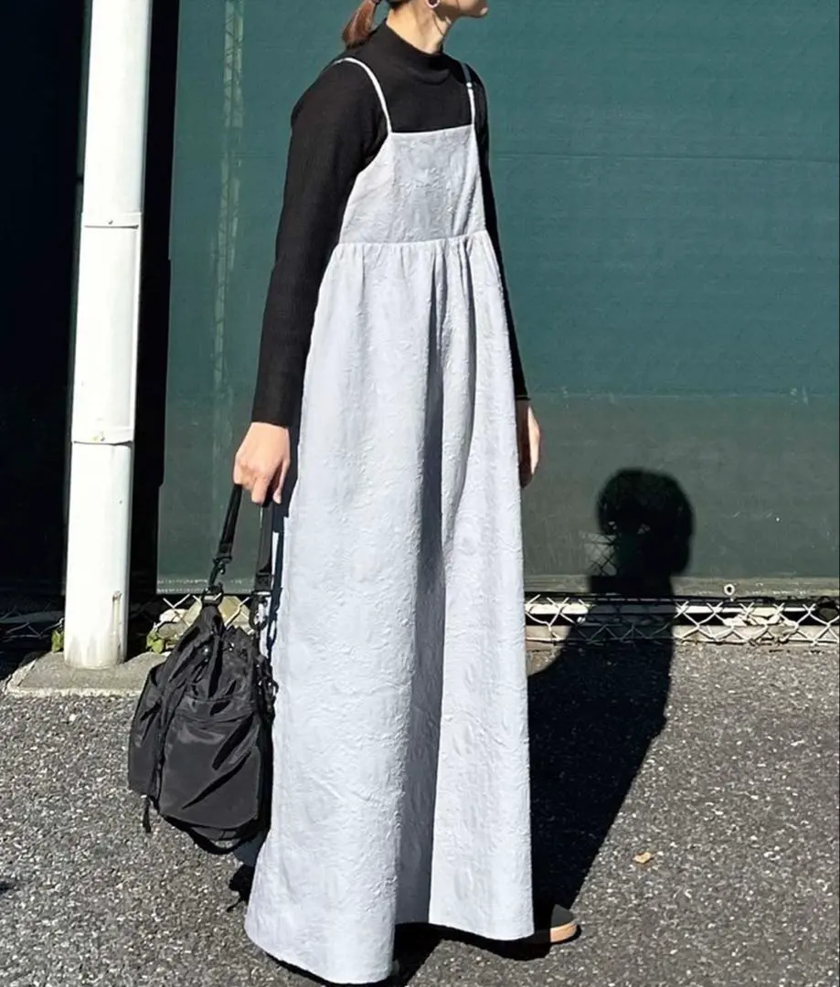 CORNERS by KR エンボスジャガードキャミワンピ ライトグレー