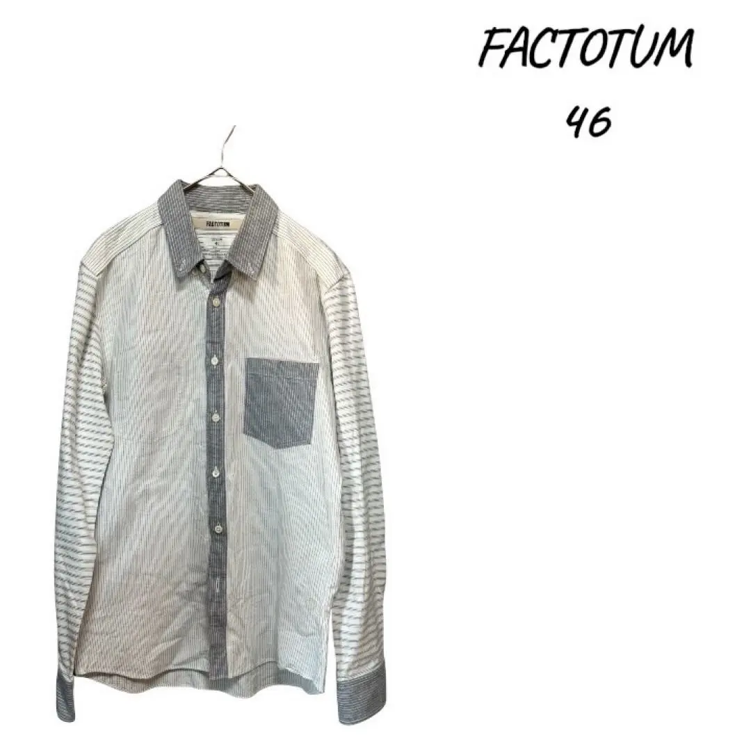 FACTOTUM ，メンズストライプ長袖シャツ 46