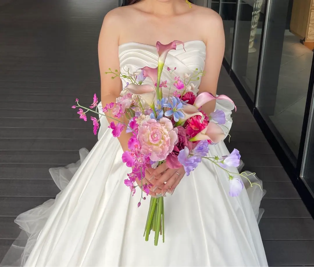 ウェディングブーケ＋ブートニア　挙式　披露宴　ピンク系