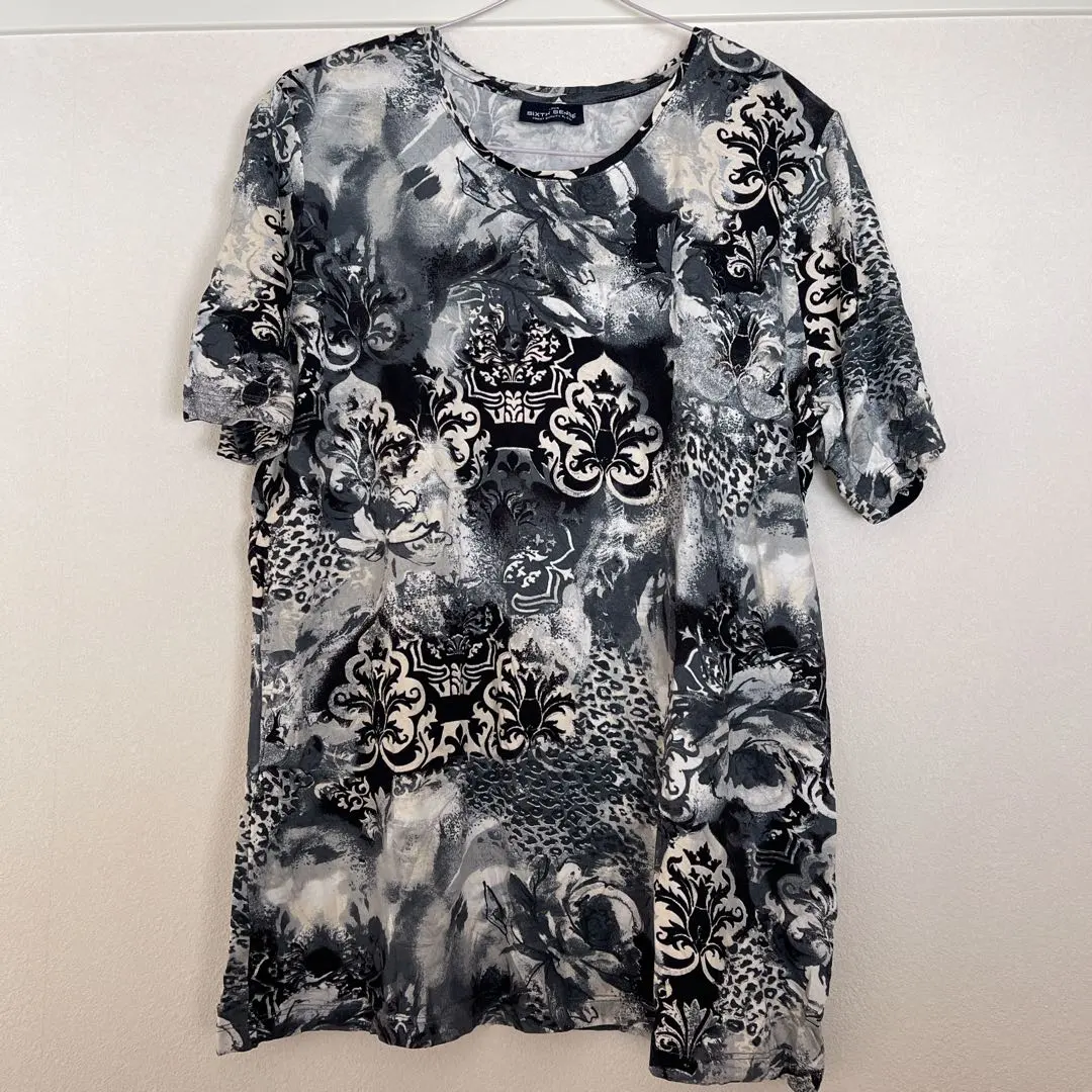 個性派✨【L】SIXTH SENSE 総柄 Tシャツ ダマスク柄 アニマル