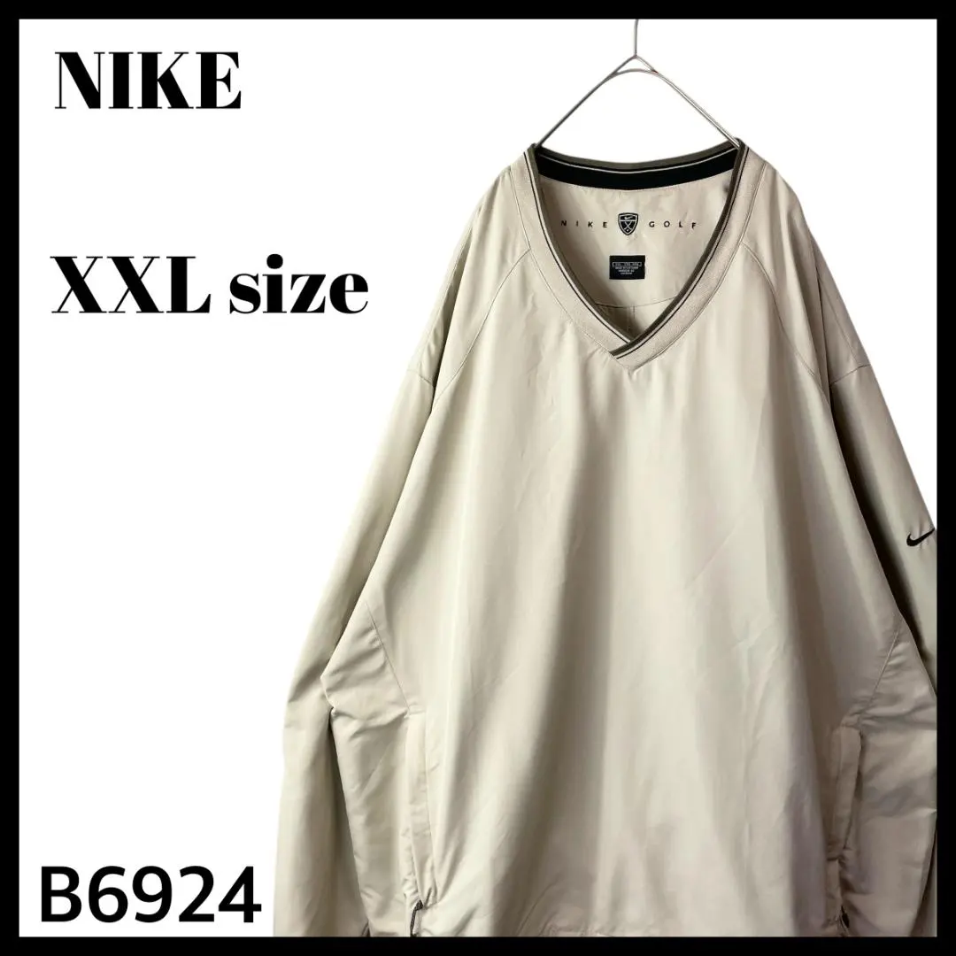 NIKE ナイキ アームロゴ Vネックプルオーバー ジャケット ベージュ XXL