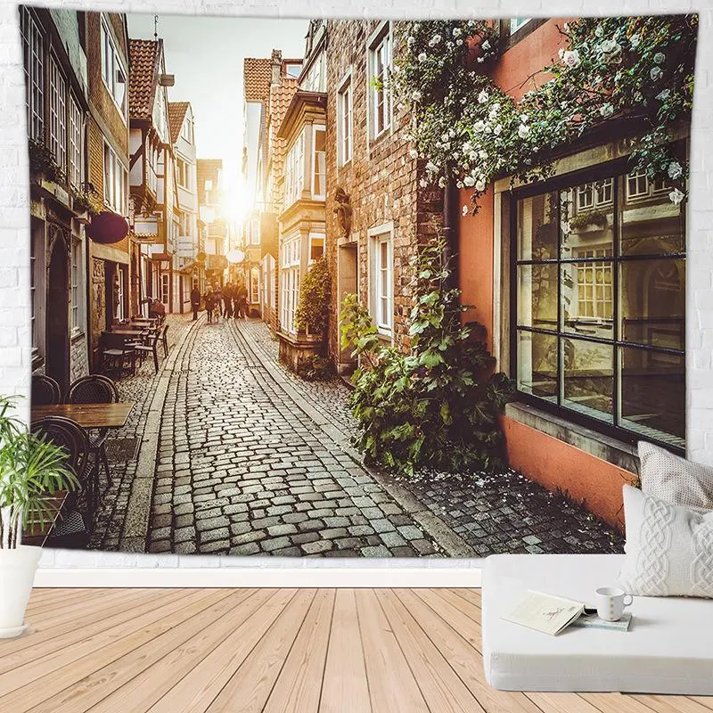 新作！金具付タペストリーF02　路地　ヨーロッパ　海外　撮影背景　ウォールデコ