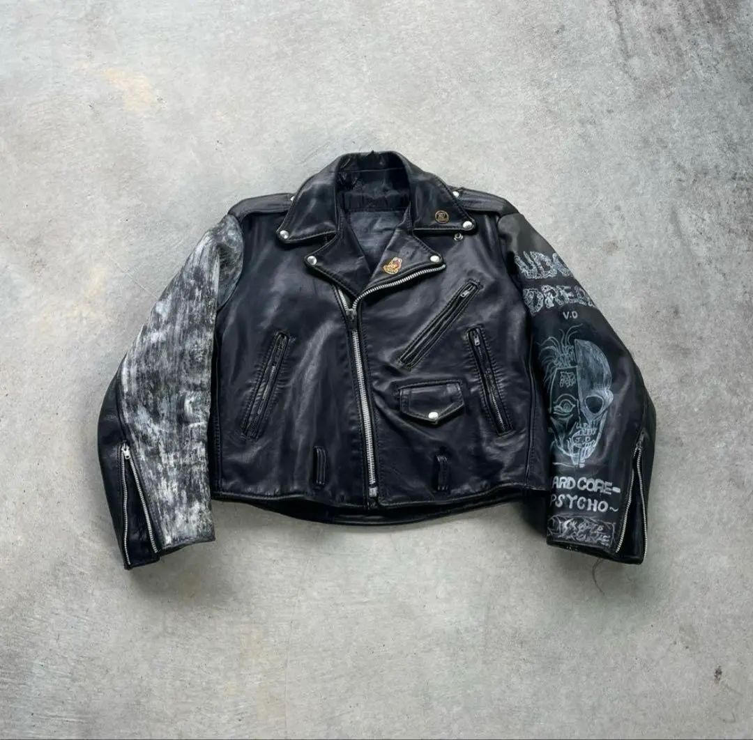 70’s 80’s vintage ライダース　レザージャケット　パンク　ドクロ