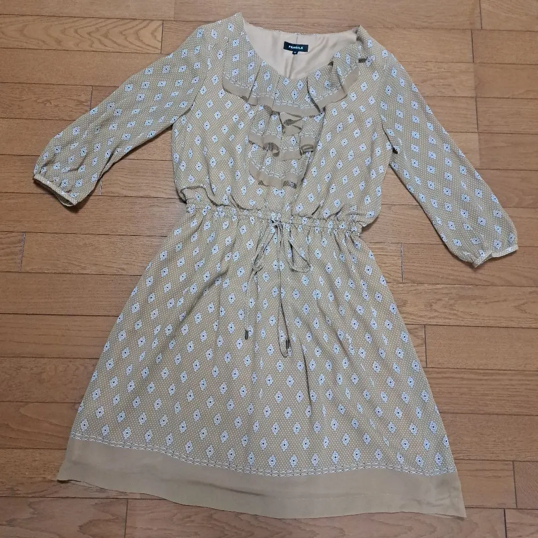 フラジール　キャメル七分袖ワンピース