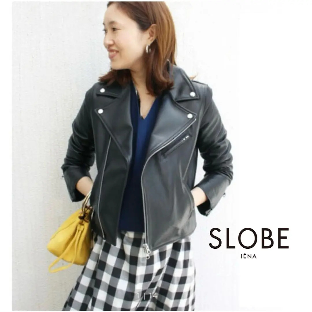【美品】 スローブイエナ ラムレザーライダースブルゾン 羊革 ブラック 36