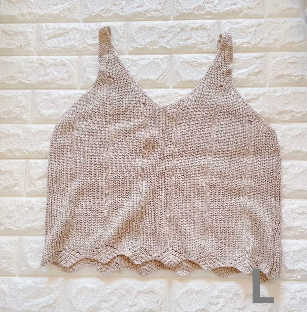 新品未使用レディースベージュ ニット かぎ編みビスチェ Lサイズ