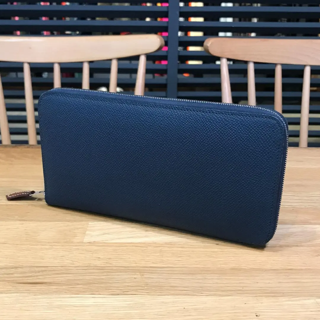 超美品 エルメス アザップロングシルクイン ブルードプリュス ネイビー B刻印