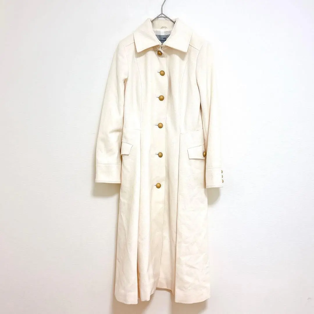 ビアッジョブルー　ステンカラーコート　ホワイト　ロング　アンゴラ　ウール　冬