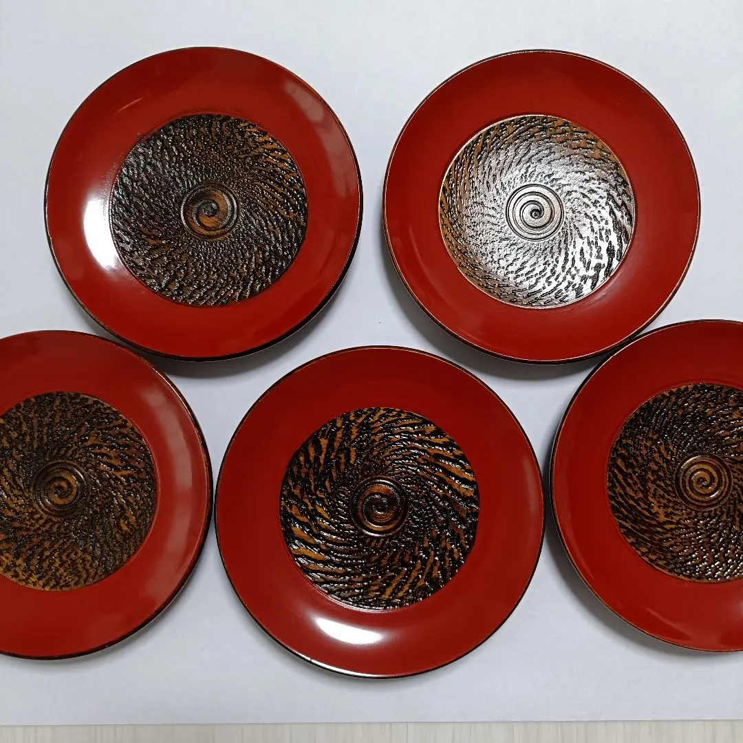 漆器 渦巻き模様 5枚セット